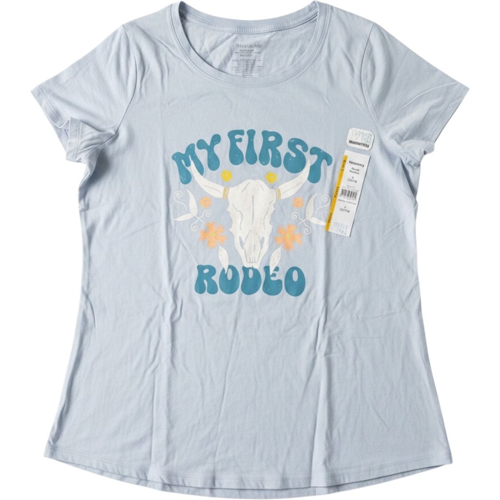 Time and Tru Maternity My First Rodeo Graphic Tee Blue Puddle Large 12-14 NWT